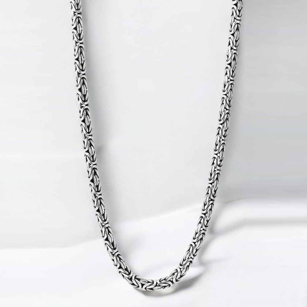 Handmade Silver Jewelry Byzantine Chain Necklace